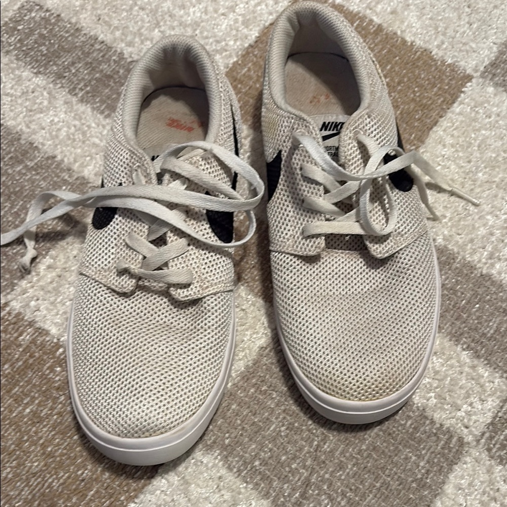 Nike White and Black Sneakers with Breathable Mesh